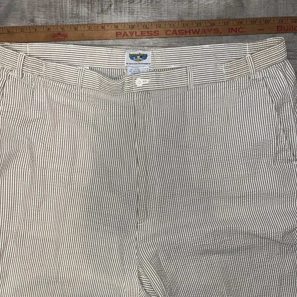 Bermuda Casuals Pants Mens Size 44x28 Tan Seersucker Chino Trousers